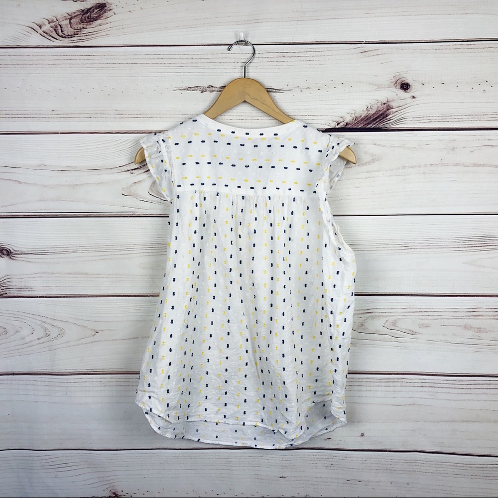 LOFT White and Blue Ruffle Sleeve Top - Picture 6 of 7